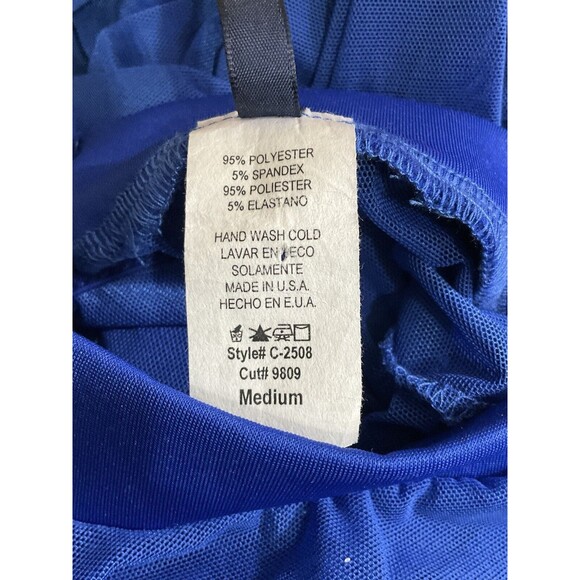 Womens Sheer Mesh Midi Dress M Blue Side Slit Mock Neck Club Rave Party Brat - Picture 6 of 6